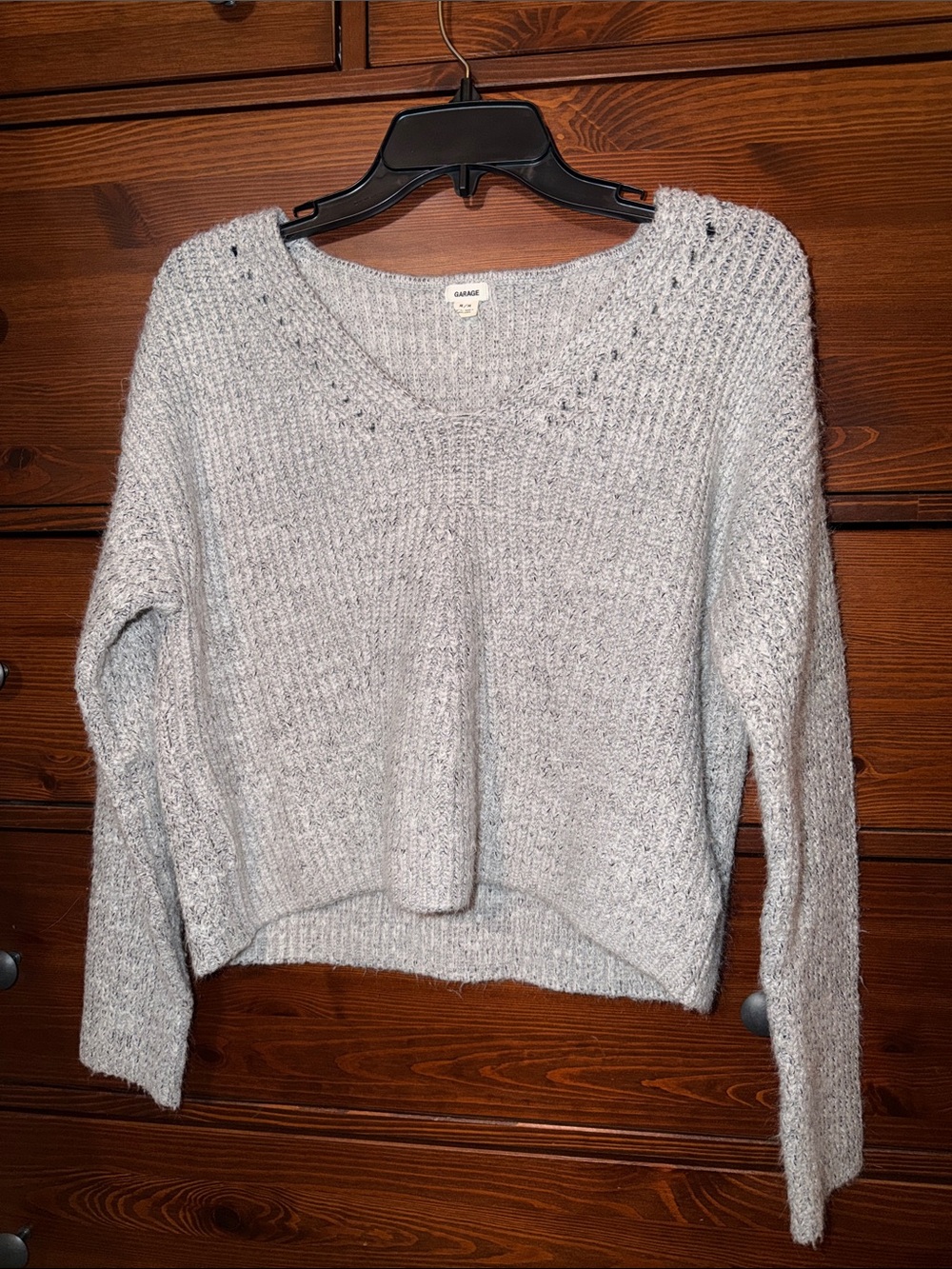 Garage V-Neck Knit Sweater Minimalist Cozy Pullover Size M